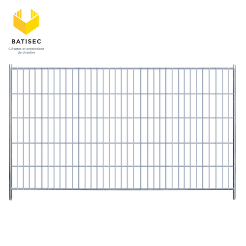 Clôture de chantier grillagée 4 tubes hauteur 2m BATISEC (dite type heras ou grille de chantier 2m)