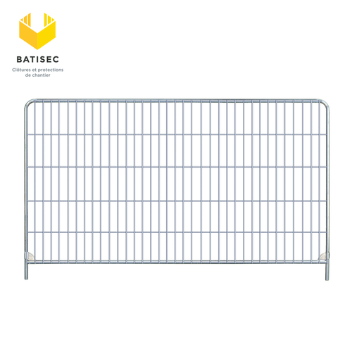 Clôture de chantier grillagée arrondie 2 tubes BATISEC (dite type heras ou grille de chantier 2m)